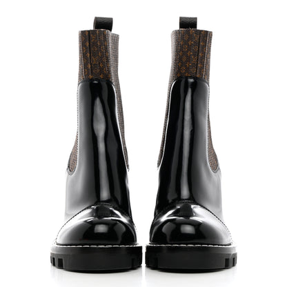 Louis Vuitton Patent Nano Monogram Ankle Star Trail Boots 36 Black 2 of 16