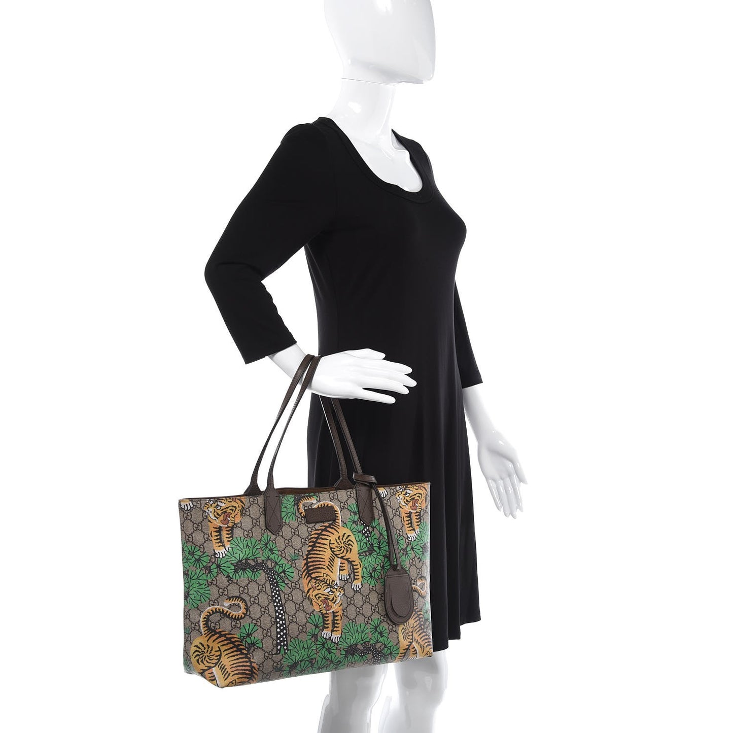 GG Supreme Monogram Bengal Medium Shopping Tote Beige Yard