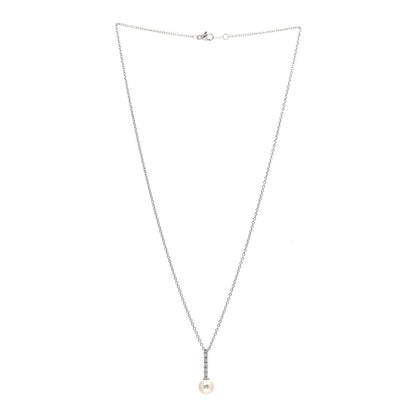 Mikimoto 18K White Gold Diamond Akoya Pearl 8-8.5mm Drop Pendant Necklace 3 of 5