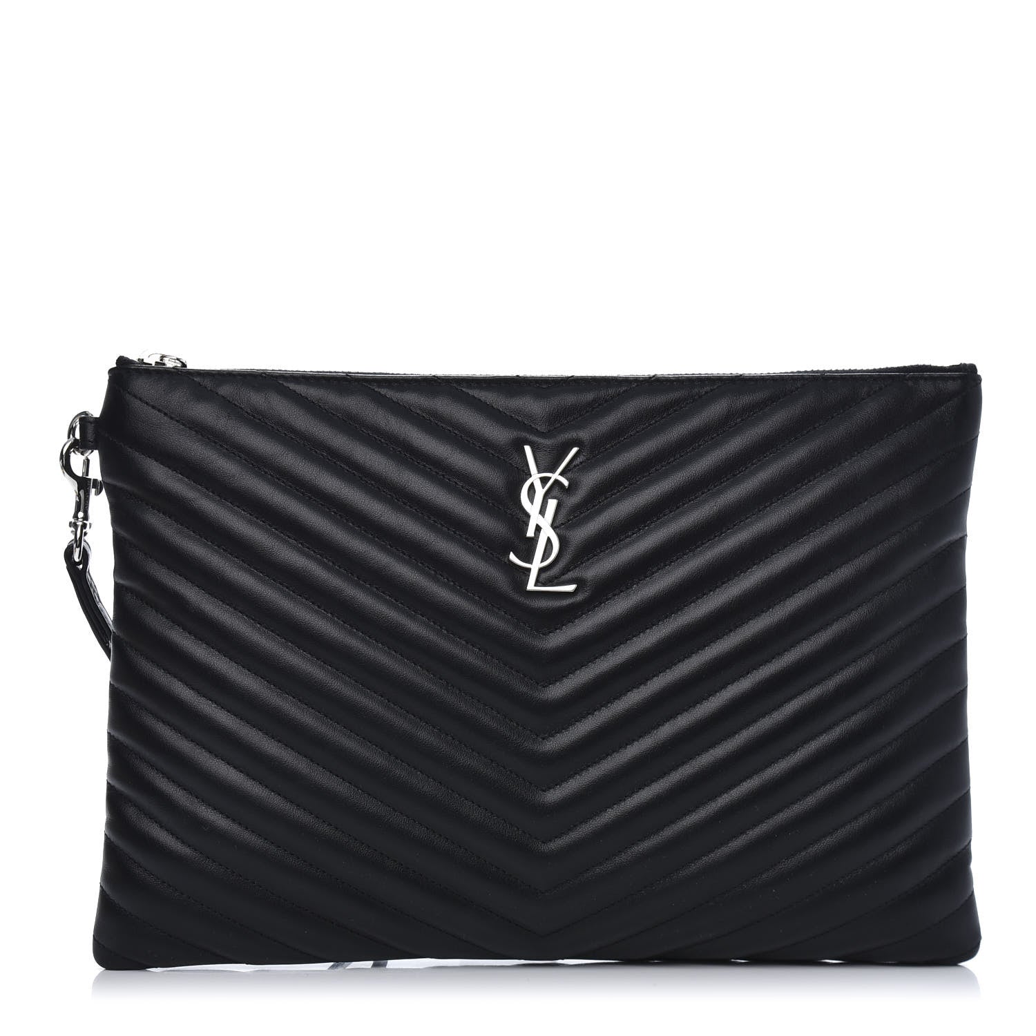Saint Laurent Calfskin Matelasse Monogram Cassandre Tablet Pouch Black 1 of 10