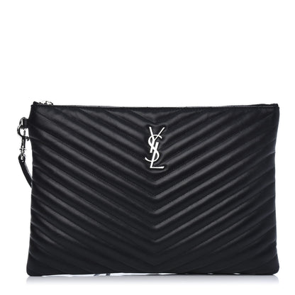 Saint Laurent Calfskin Matelasse Monogram Cassandre Tablet Pouch Black 1 of 10