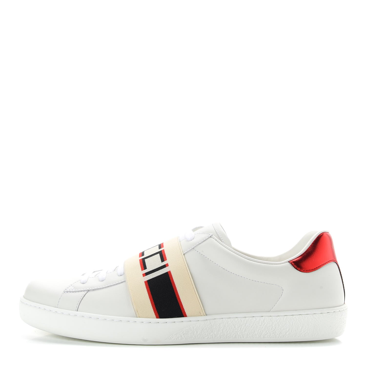 Gucci Calfskin Stripe Mens New Ace Sneakers 12 White Ecru Red Flame 1 of 11