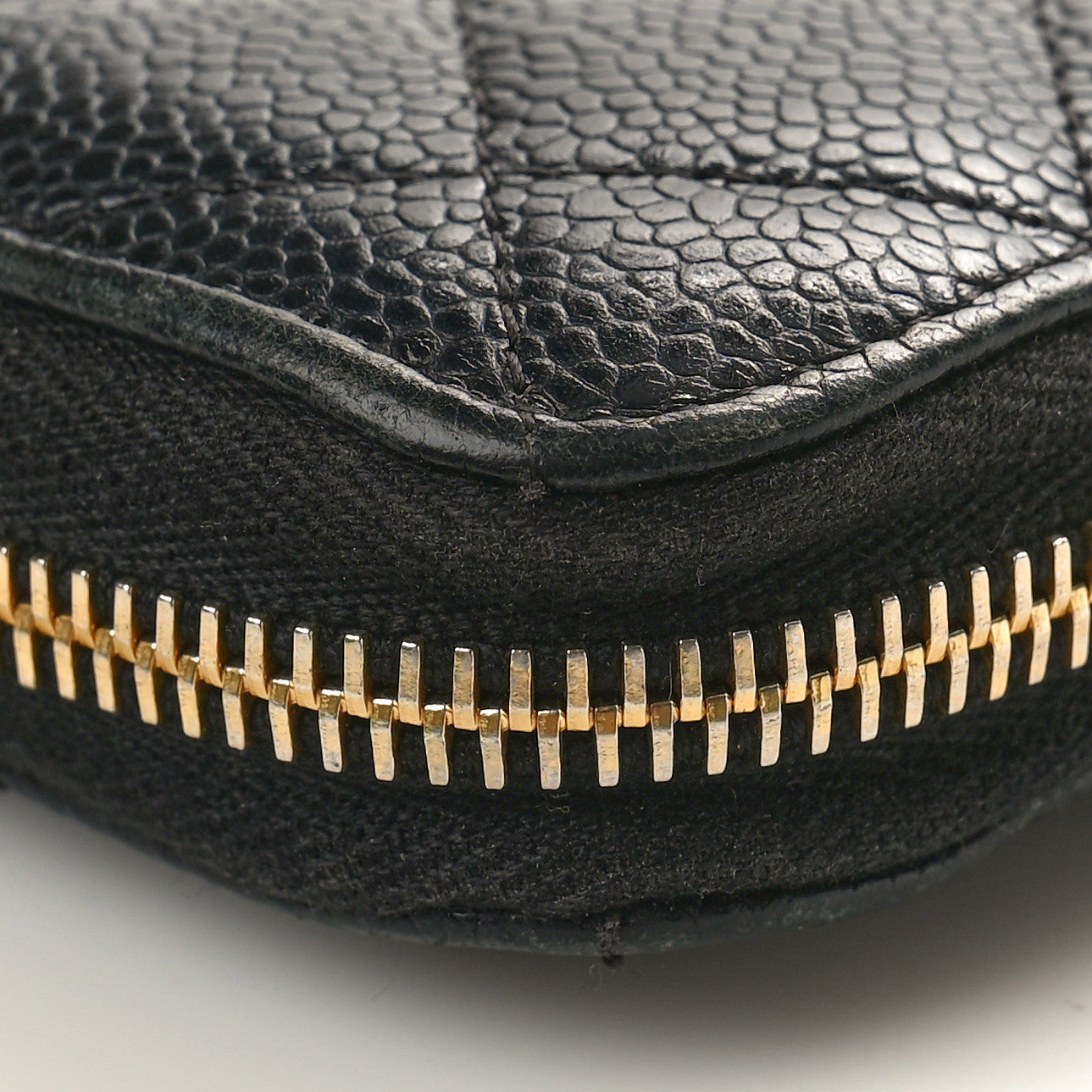 Caviar Quilted Large Gusset Zip Around Wallet Black