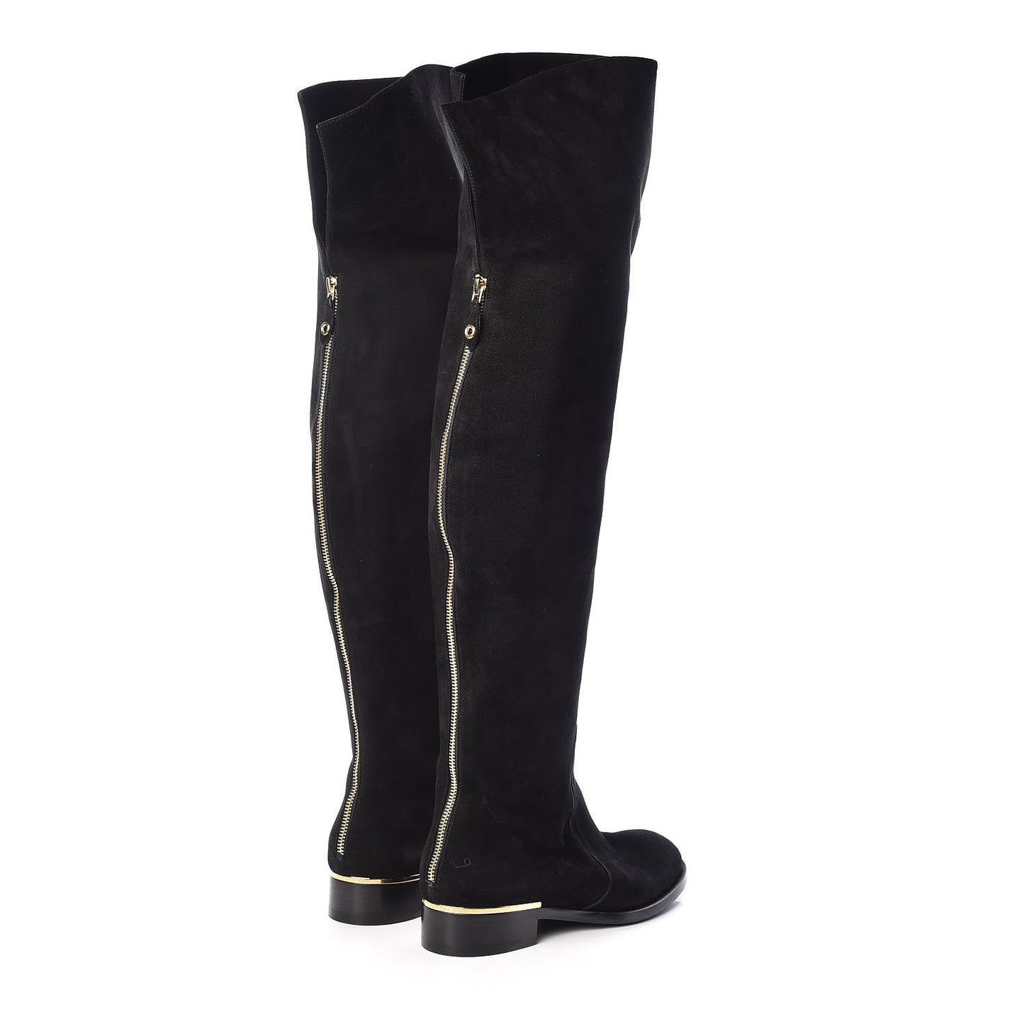 Suede Skyline Thigh High Flat Boots 39 Black