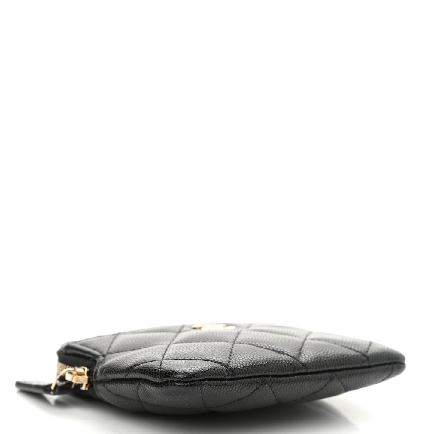 Caviar Quilted Zip Card Holder Wallet Black