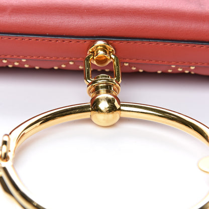 Chloe Calfskin Lambskin Small Quilted Studded Nile Bracelet Minaudiere Bag Sepia Red 12 of 12
