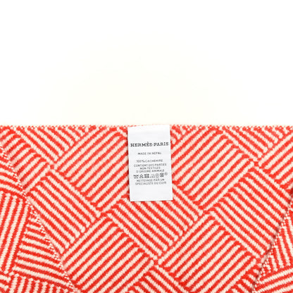 Hermes Cashmere Tile Weave Muffler Rouge Laque Ecru 2 of 3