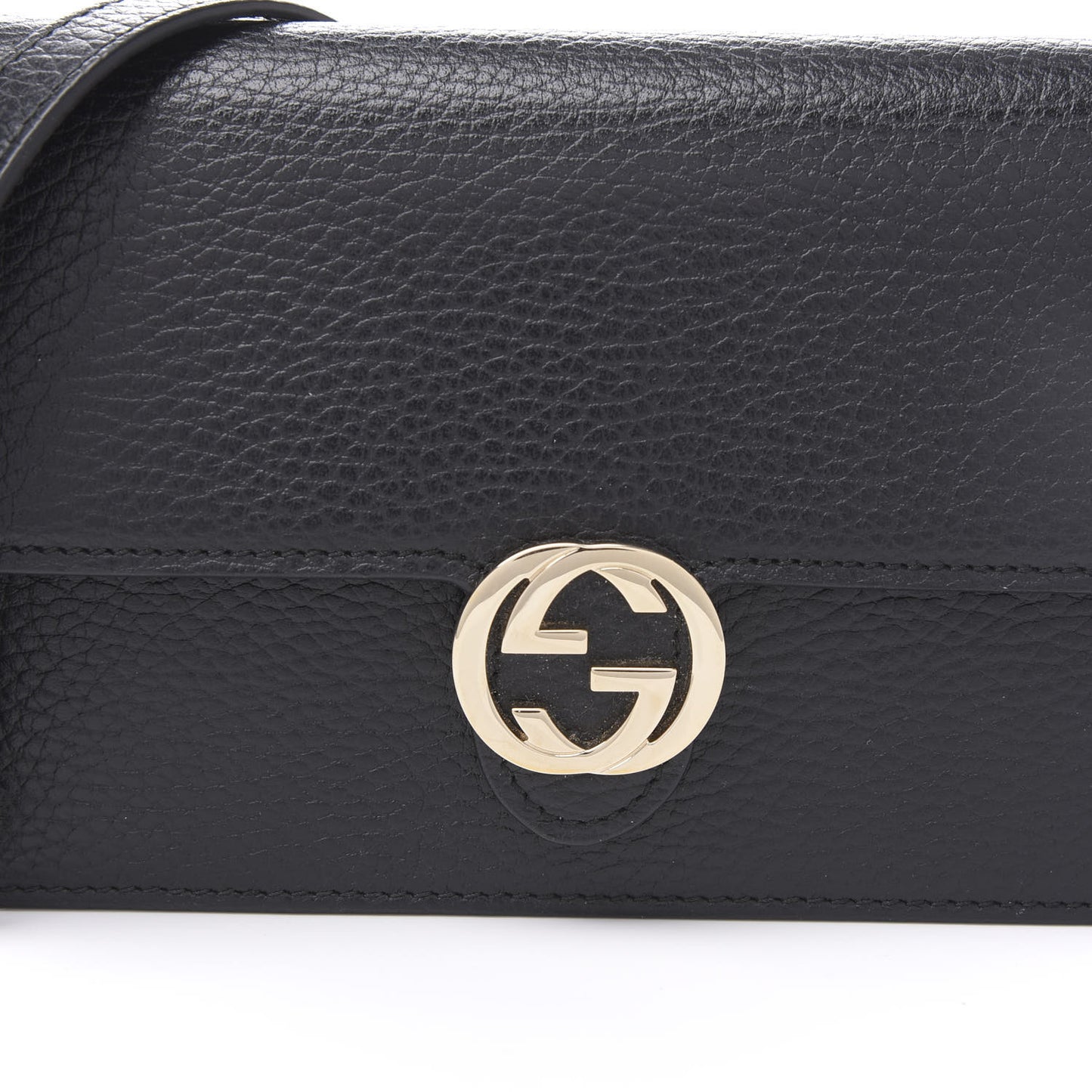 Dollar Calfskin Interlocking G Chain Wallet Black