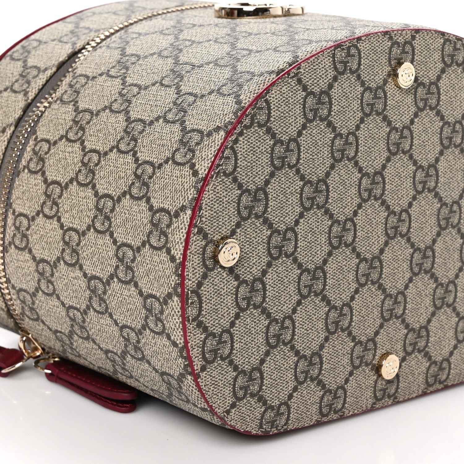 Gucci GG Supreme Monogram Ancora Calfskin Vanity Cosmetic Case Beige Ebony Rosso 9 of 10