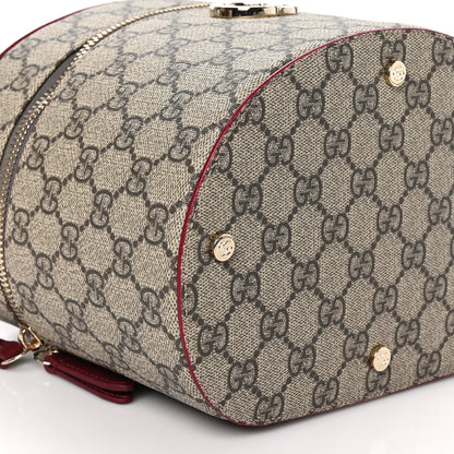 Gucci GG Supreme Monogram Ancora Calfskin Vanity Cosmetic Case Beige Ebony Rosso 9 of 10