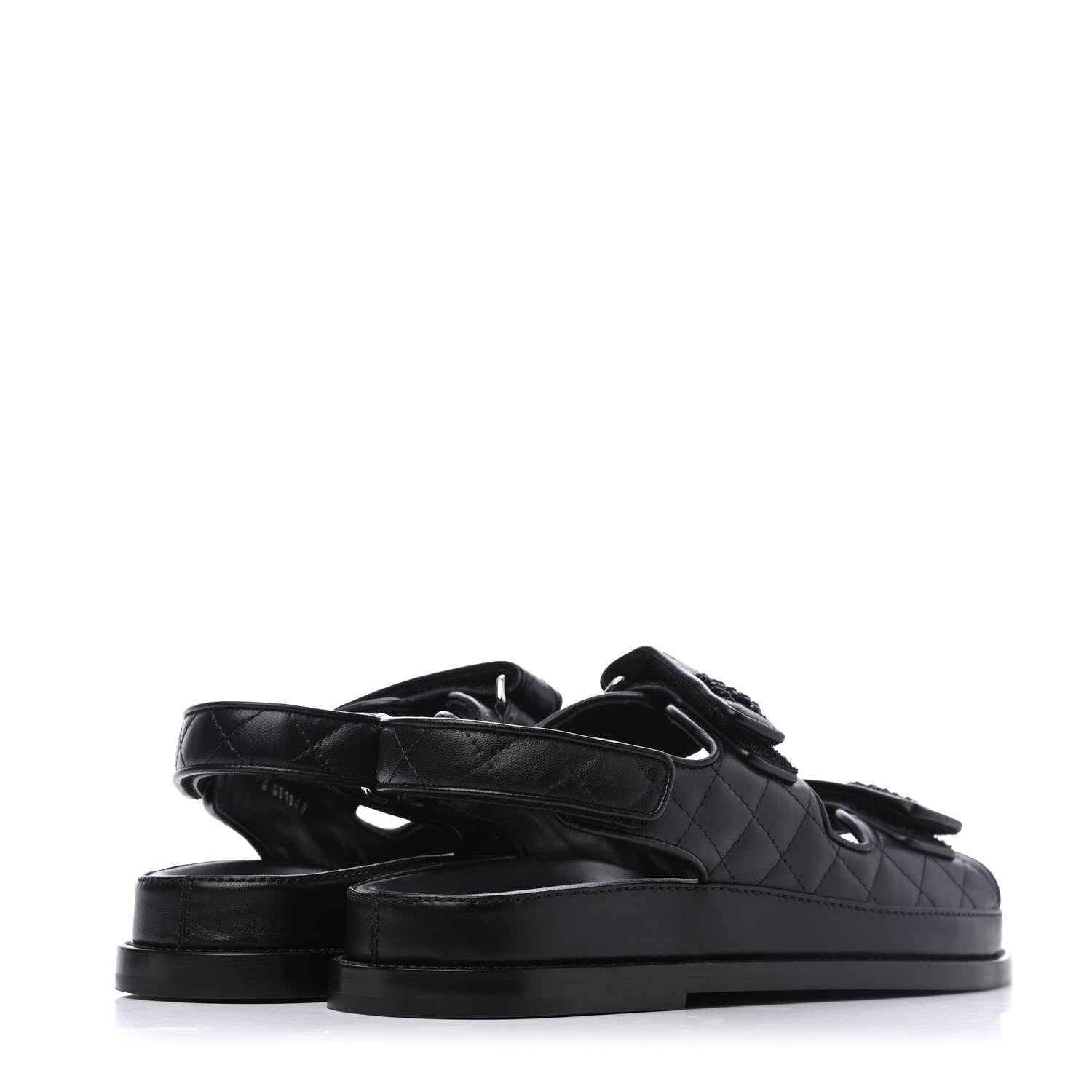 Chanel Lambskin Velcro Dad Sandals 38.5 Black 4 of 9