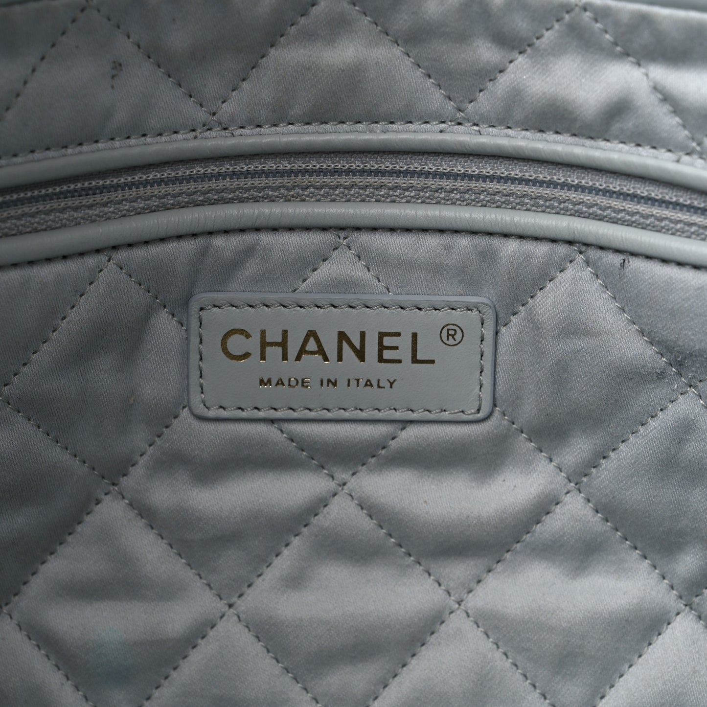 Shiny Calfskin Quilted Chanel 22 Light Blue