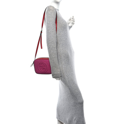 Gucci Dollar Calfskin Bi-Color Small Soho Disco Bag New Rosette Hibiscus Red 2 of 11
