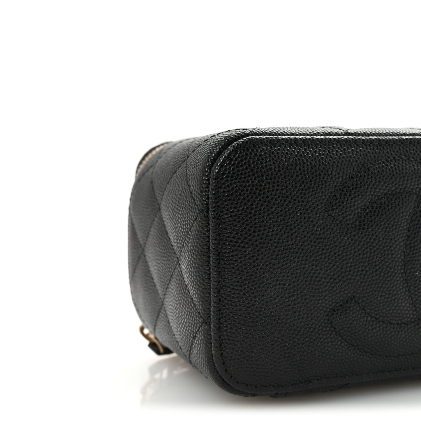 Caviar Quilted Small Vanity Case With Chain Black
