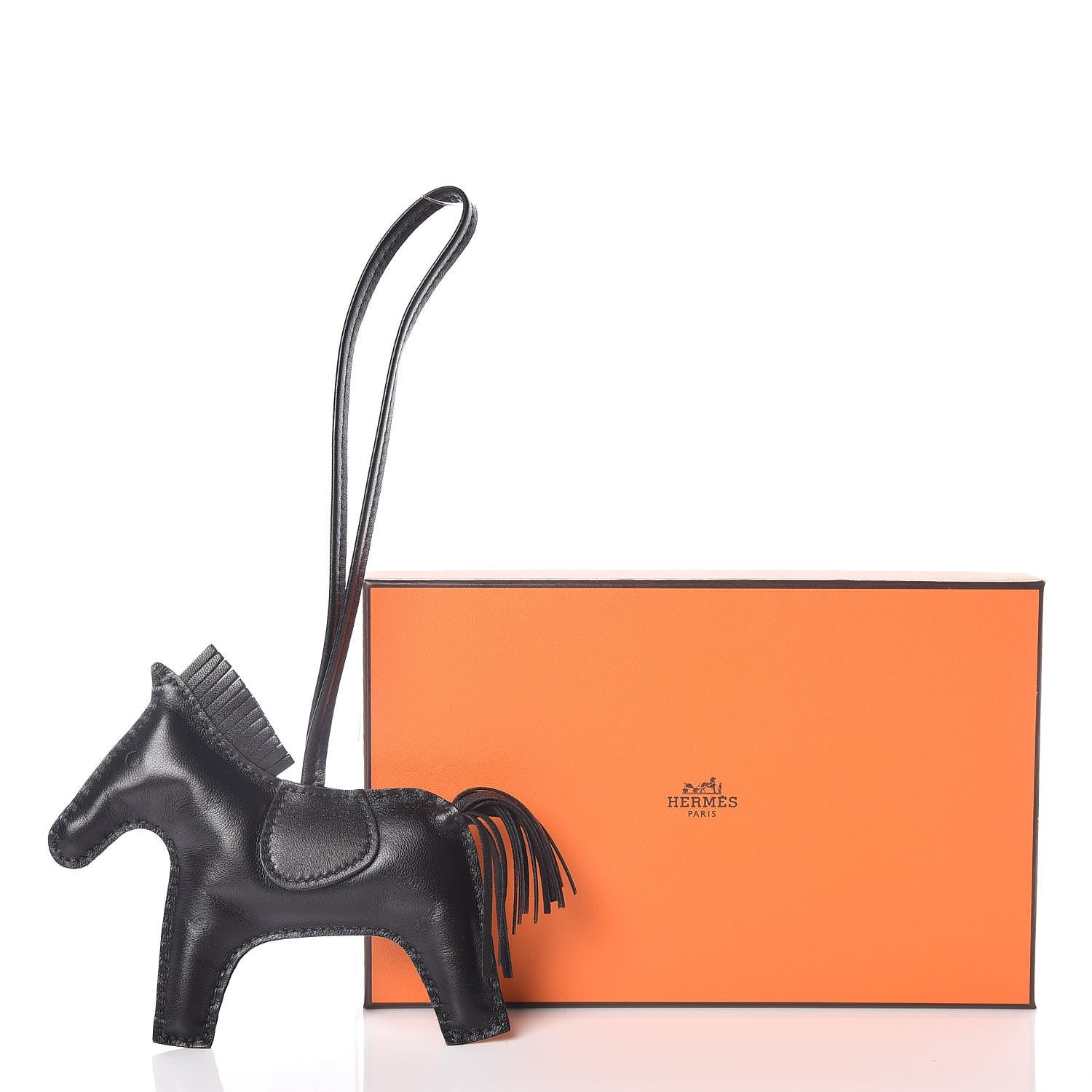Hermes Milo Lambskin Grigri Rodeo Horse Bag Charm MM So Black 7 of 7