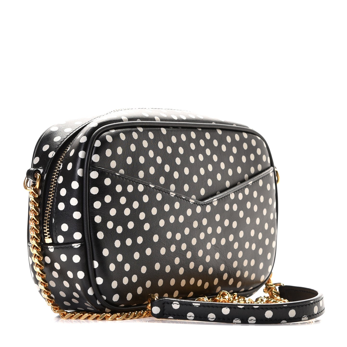 Calfskin Printed Polka Dot Mini Lou Camera Bag Black Crema Soft
