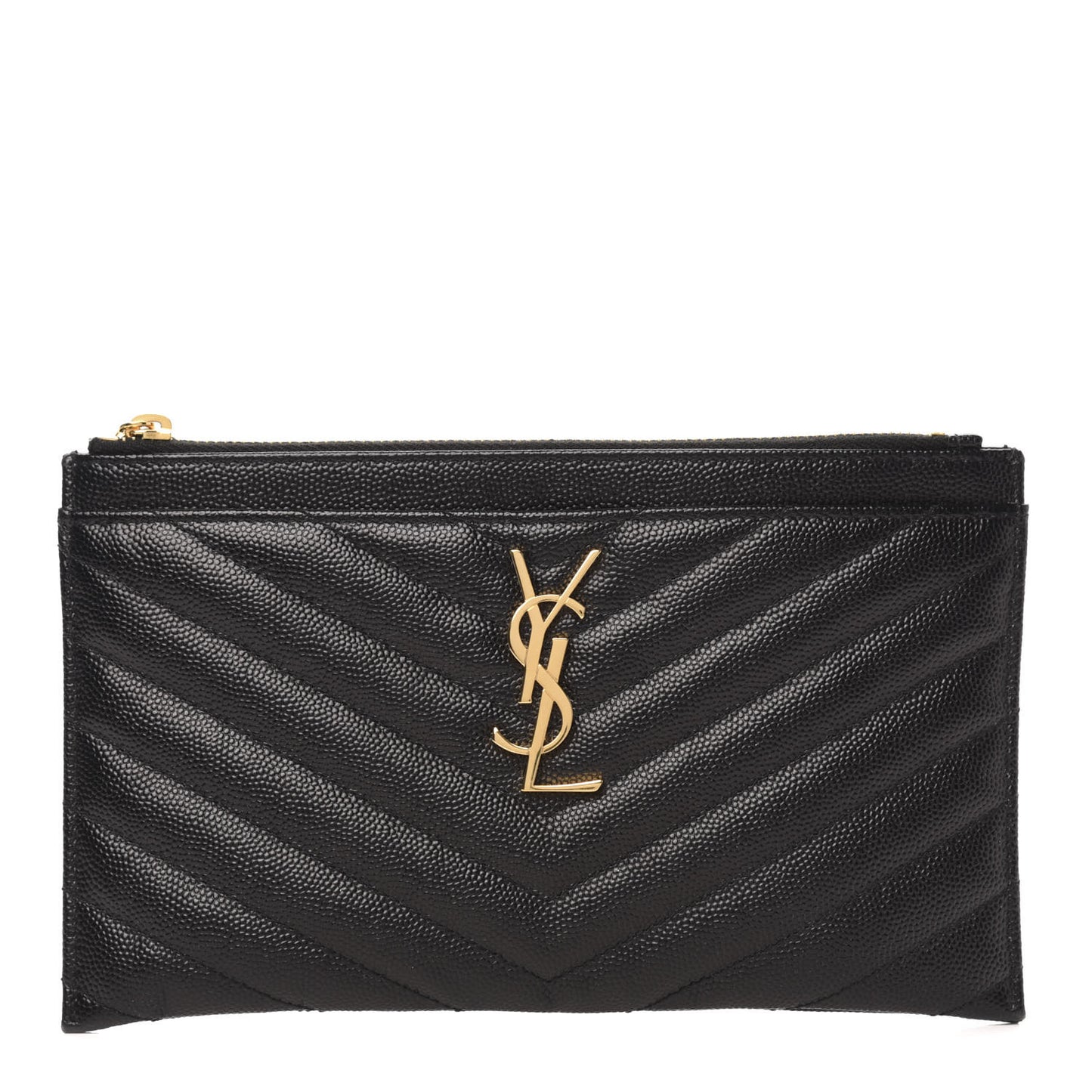 Grain De Poudre Chevron Monogram Bill Pouch Black