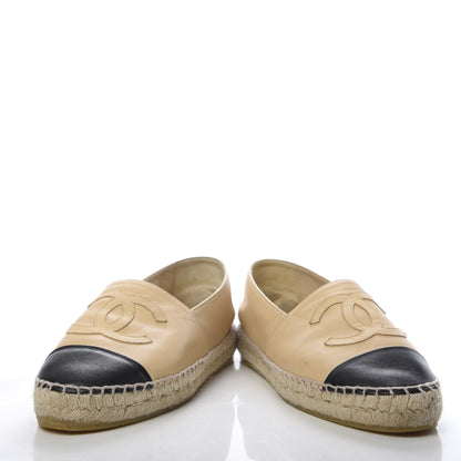 Chanel Lambskin CC Espadrilles 38 Beige Black 5 of 12