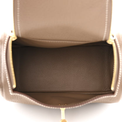 Hermes Taurillon Clemence Mini Lindy 20 Etoupe 5 of 11