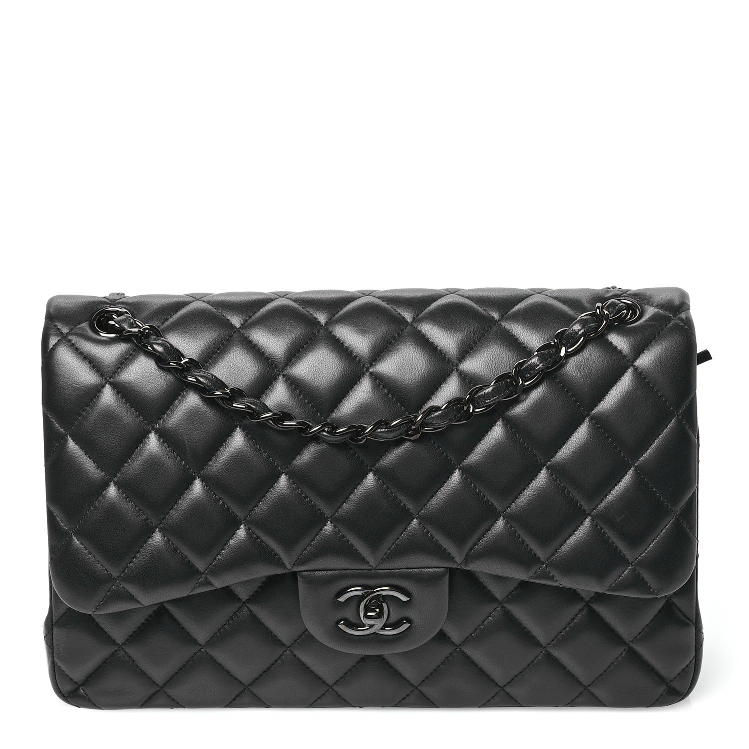 Chanel Lambskin Quilted Jumbo Double Flap So Black 1 of 10