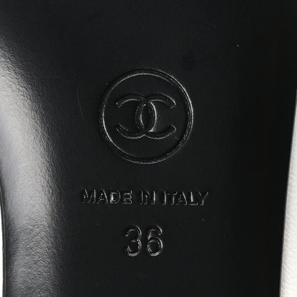 Chanel Shiny Lambskin Grosgrain Pearl Mary Janes Flats 36 White Black 7 of 10