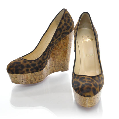 Christian Louboutin Leopard Pony Hair Coroclic 140 Wedges 37.5 1 of 7