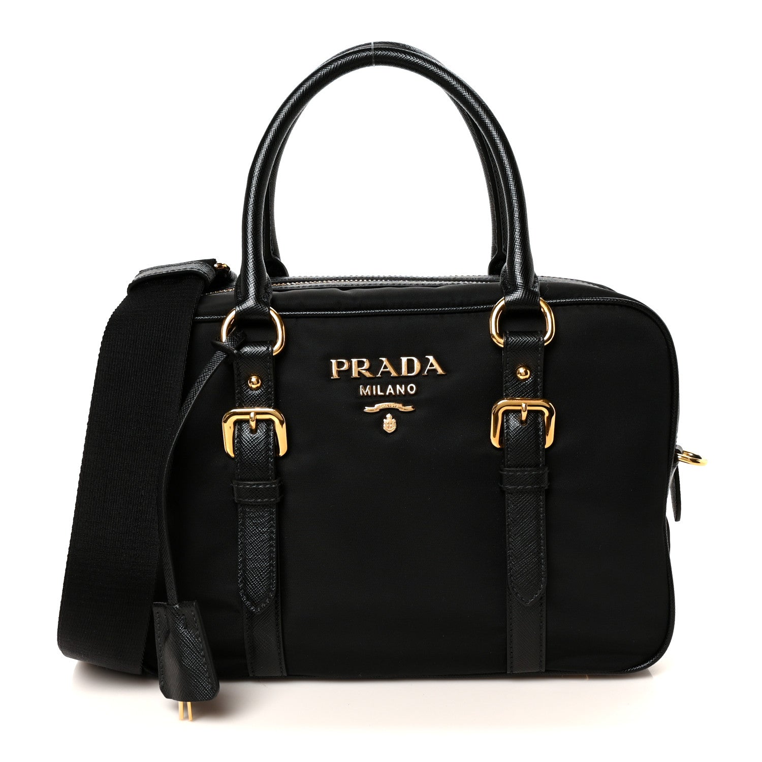Prada Tessuto Nylon Saffiano Bauletto Black 1 of 10