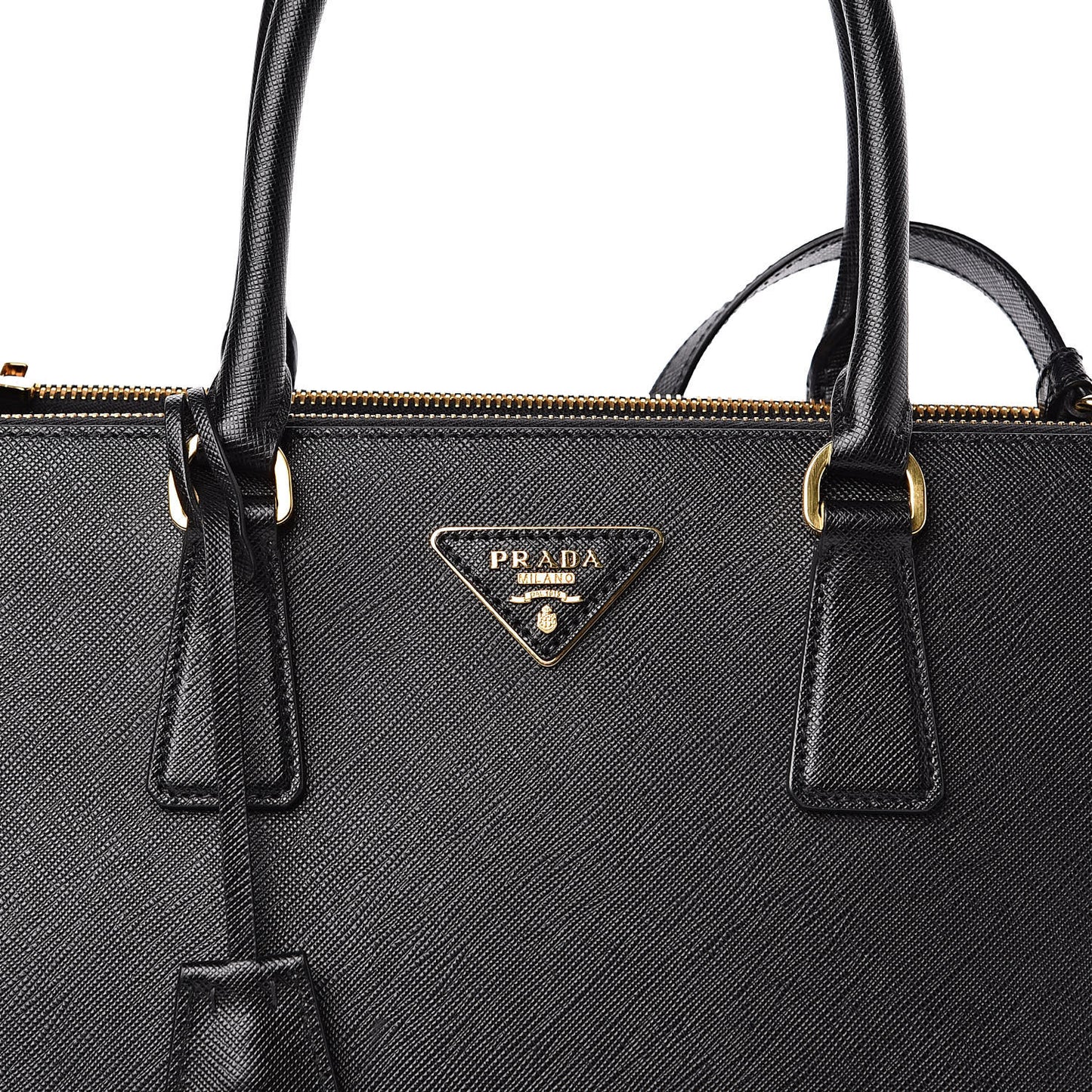 Saffiano Medium Galleria Double Zip Tote Black