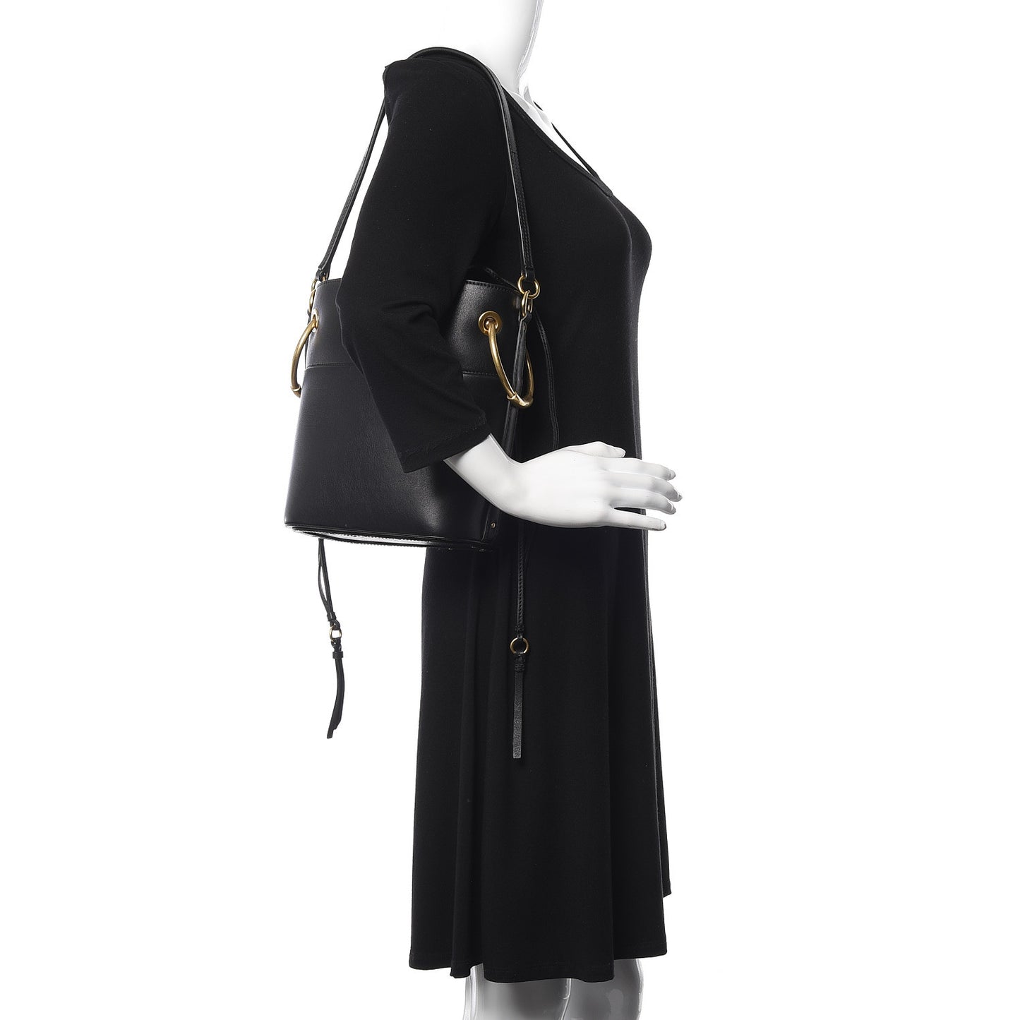Smooth Calfskin Small Roy Bucket Bag Black
