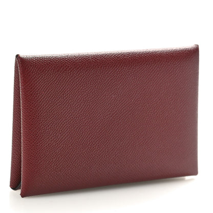 Hermes Madame Calfskin Calvi Card Case Rouge H 3 of 7