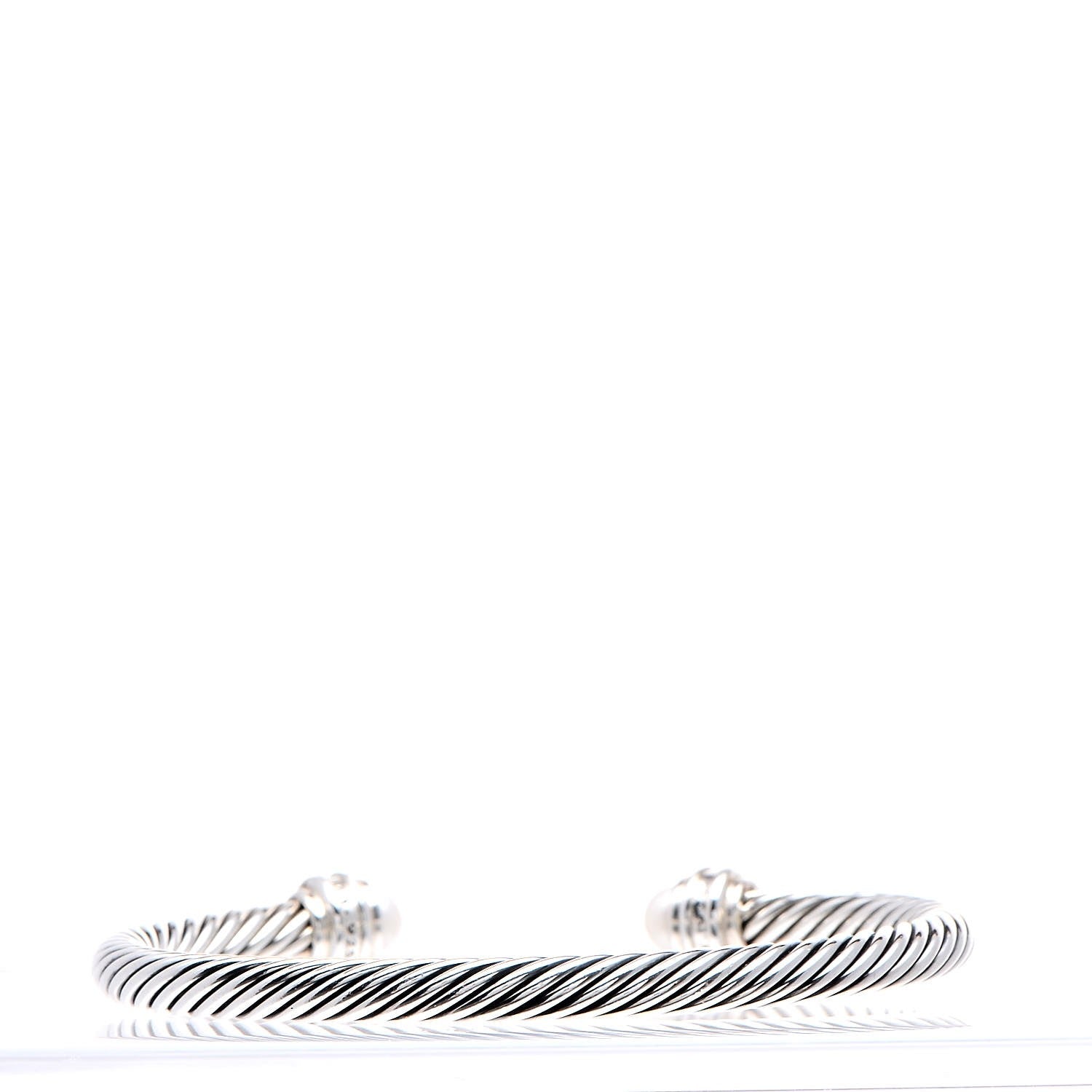 David Yurman Sterling Silver Diamond Pearl 5mm Cable Classics Princess Bracelet 3 of 5