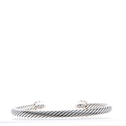 David Yurman Sterling Silver Diamond Pearl 5mm Cable Classics Princess Bracelet 3 of 5