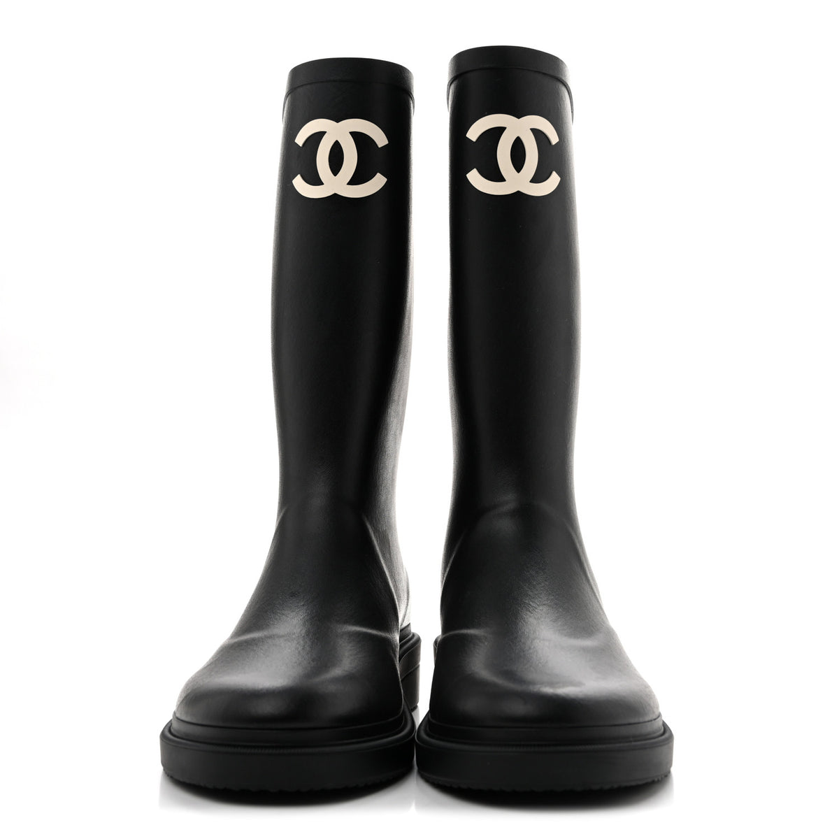 Chanel Caoutchouk CC High Boots 38 Black 3 of 11