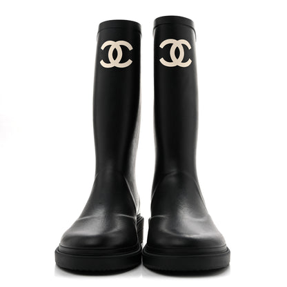 Chanel Caoutchouk CC High Boots 38 Black 3 of 11