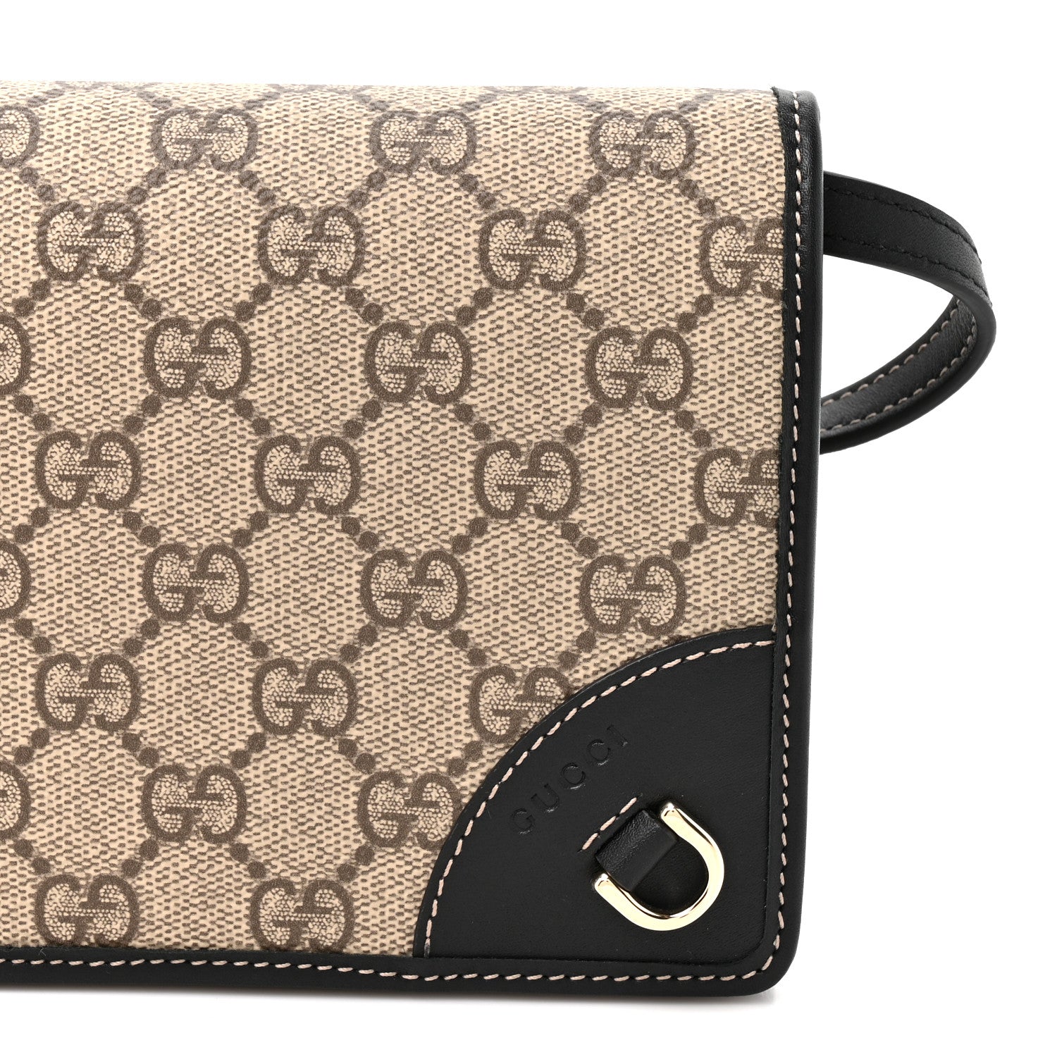 Gucci GG Emblem Monogram Wallet With Strap Beige Ebony Black 7 of 9