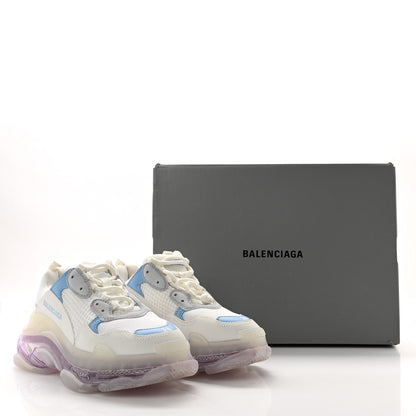 Balenciaga Fabric Mesh Clear Sole Womens Triple S Sneakers 38 Light Blue Grey Lilac White 10 of 10