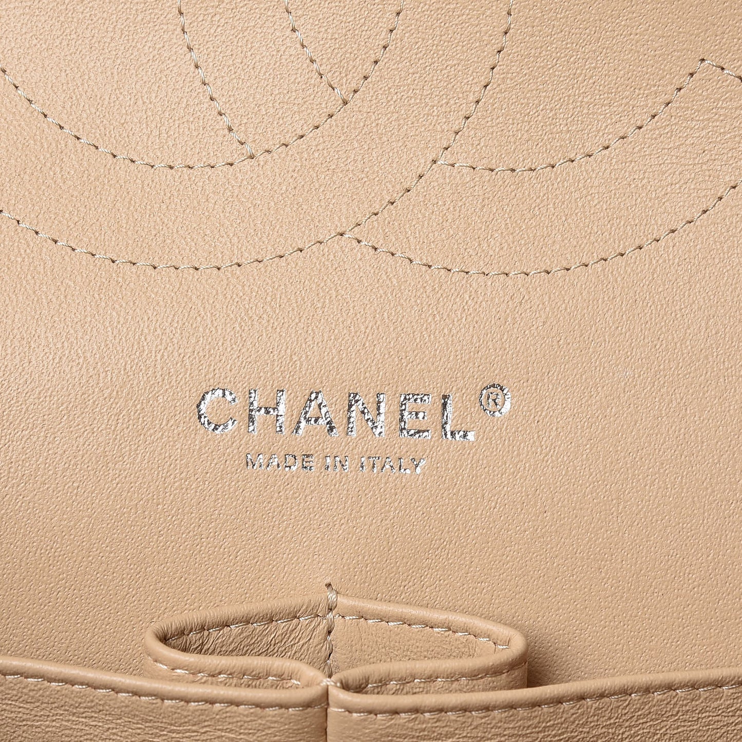 Caviar Quilted Jumbo Double Flap Light Beige