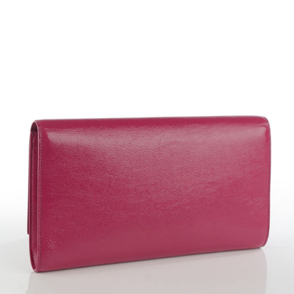 Saint Laurent Textured Patent Monogram Large Belle De Jour Clutch Fuchsia 3 of 7