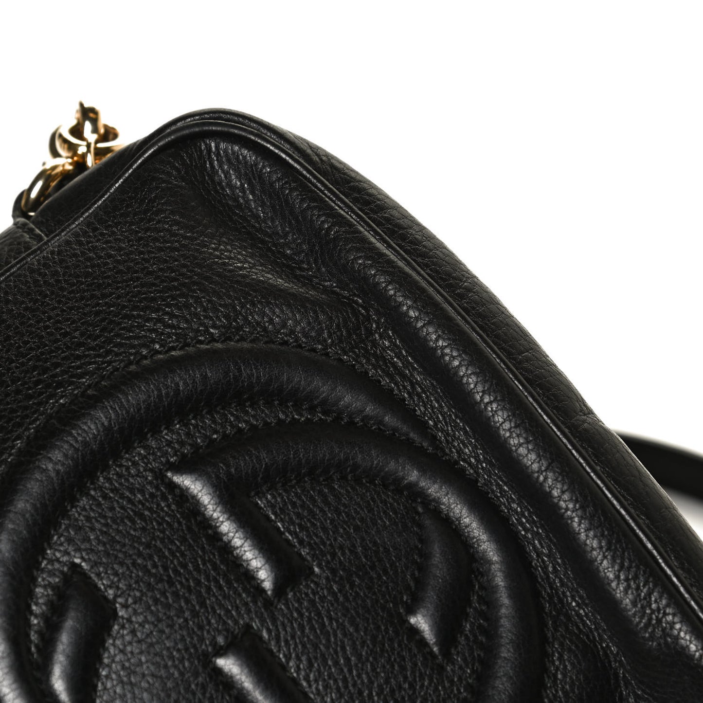Pebbled Calfskin Small Soho Disco Bag Black