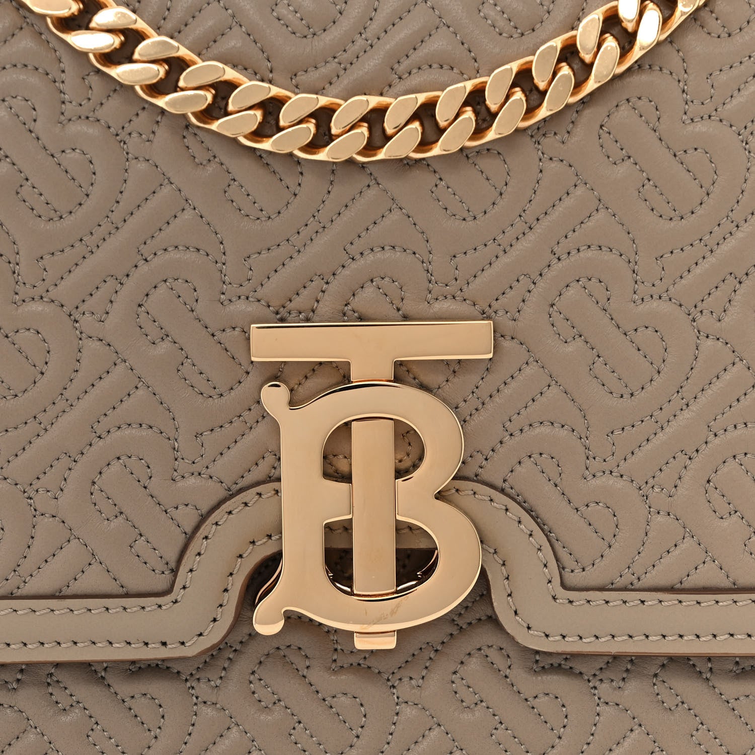 Burberry Calfskin Monogram Embossed Small TB Chain Bag Honey 10 of 10