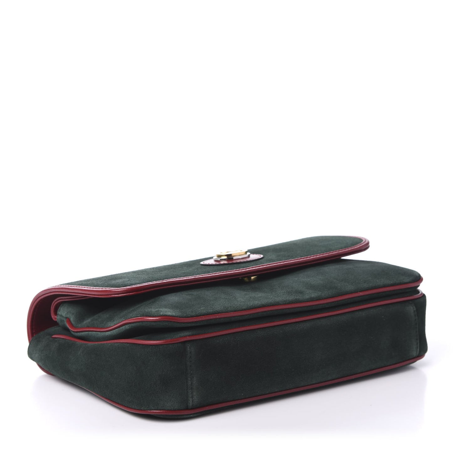 Suede Azalea Calfskin Small Marina Chain Shoulder Bag Green Red