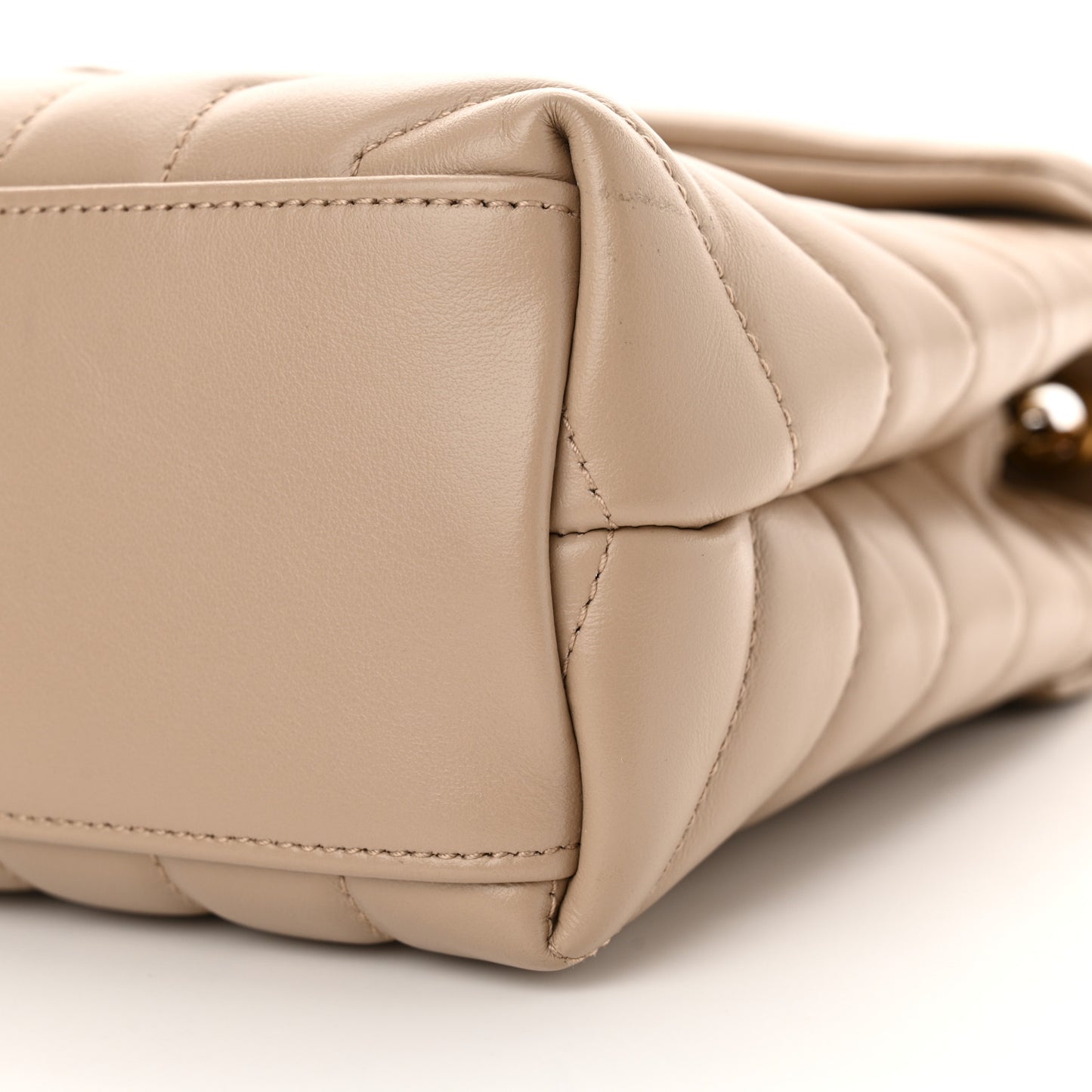 Calfskin Y Quilted Monogram Small Loulou Chain Satchel Dark Beige
