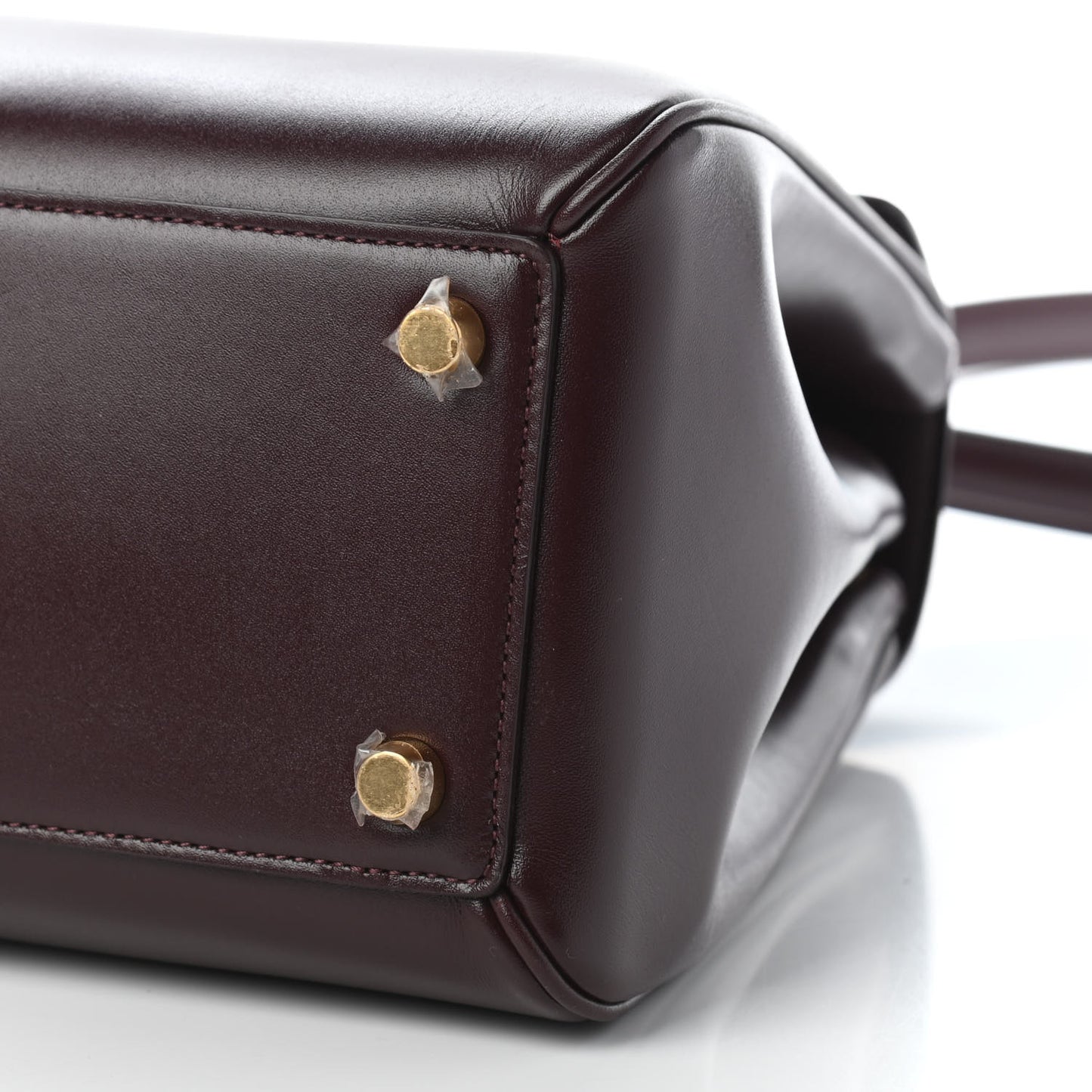 Satinated Calfskin Medium 16 Top Handle Bag Burgundy