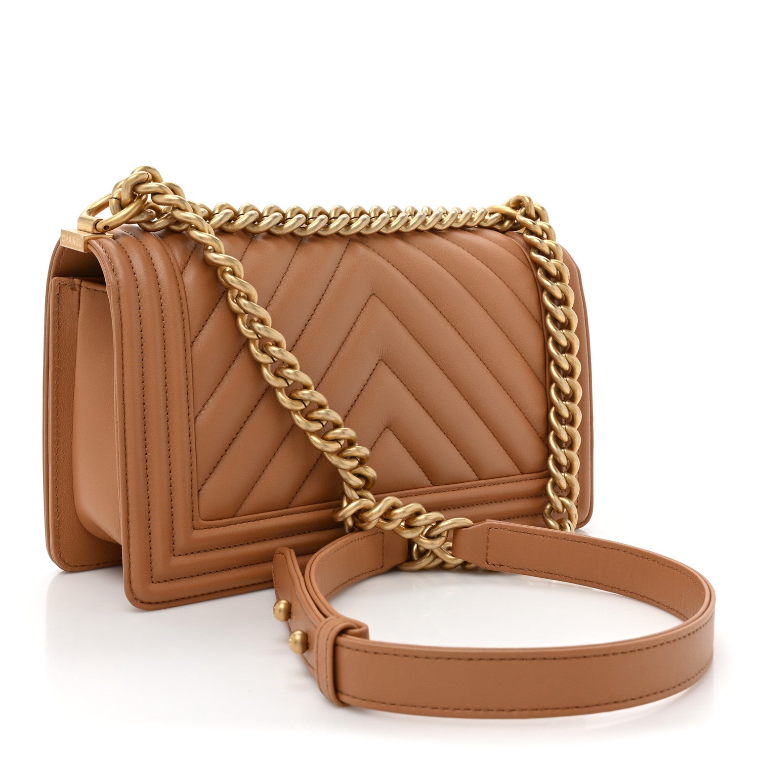 Chanel Calfskin Chevron Quilted Medium Boy Flap Brown 3 of 11