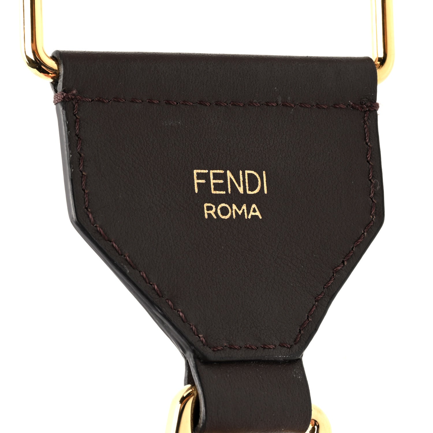 Fendi Ribbon Vitello Century FF 1974 Embroidered Adjustable Strap You Fango Rosa Confetto Chocolate 3 of 3