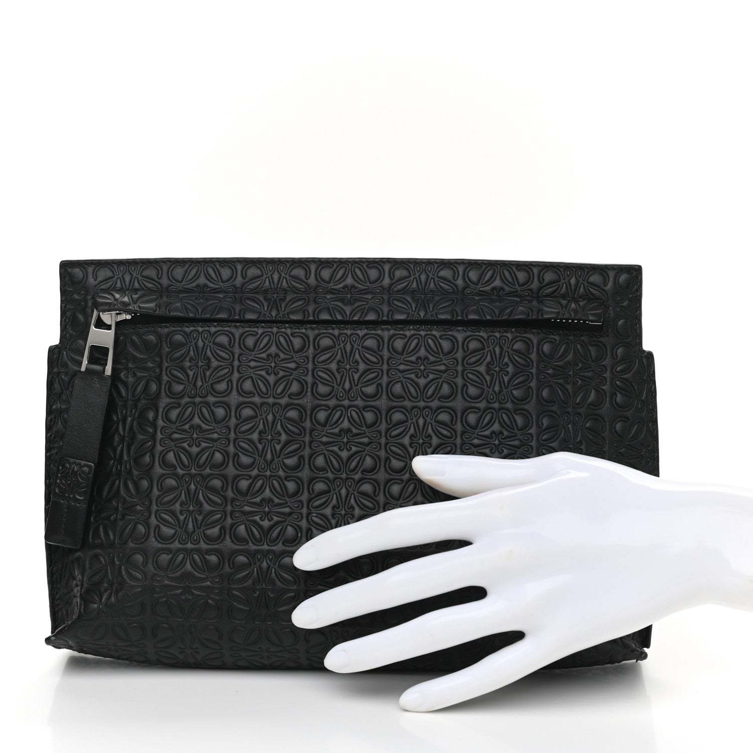 Loewe Calfskin Embossed Medium Repeat T Pouch Black 3 of 17