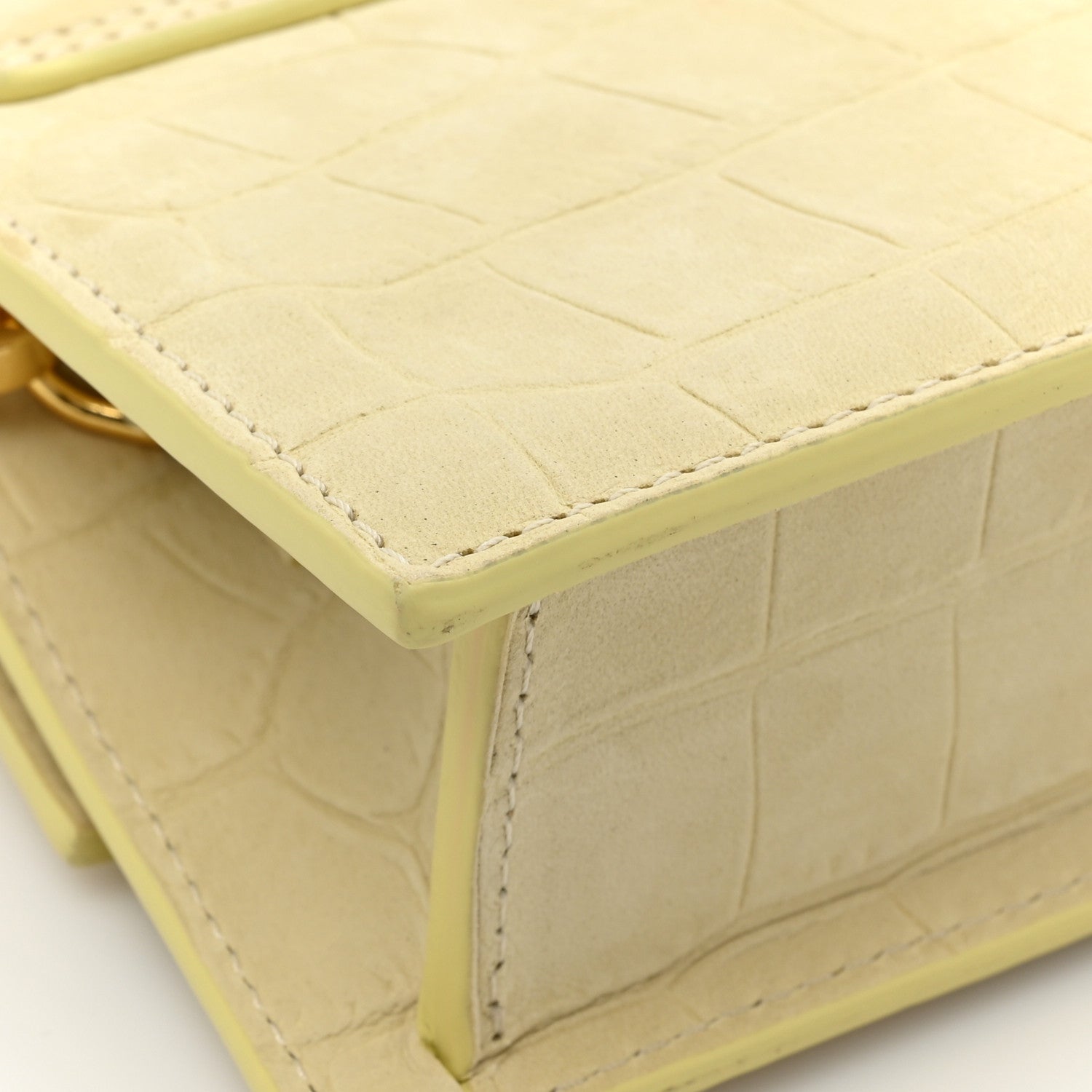 Jacquemus Calfskin Crocodile Embossed Le Chiquito Long Pale Yellow 11 of 14