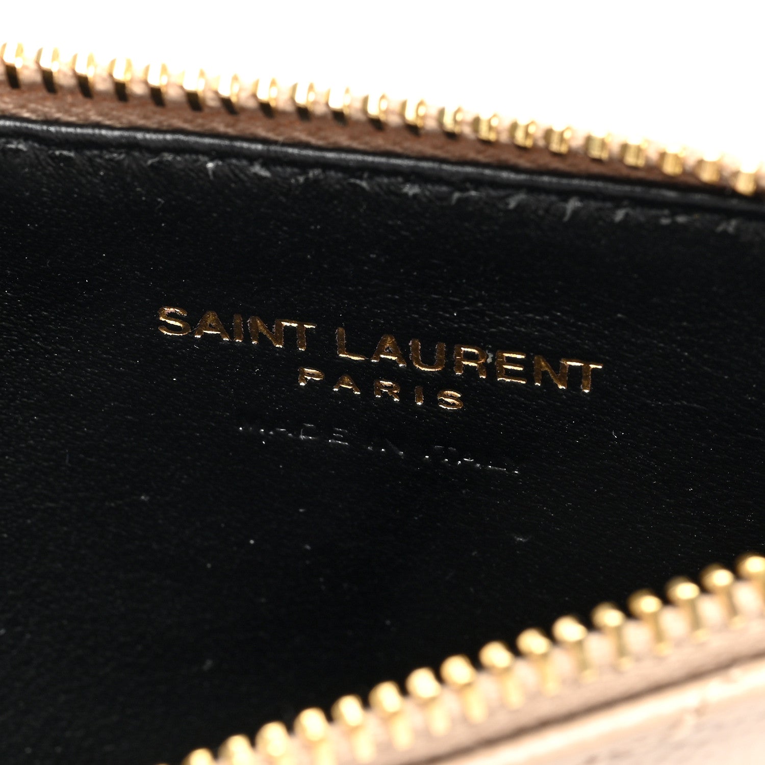 Saint Laurent Monogram Grain de Poudre 5 Fragments Zip Pouch Card Holder Dark Beige 6 of 7