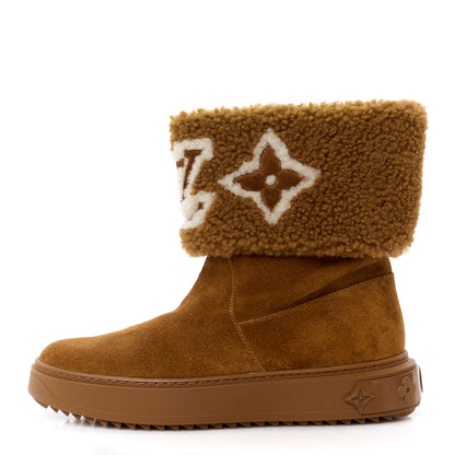 Louis Vuitton Suede Calfskin Shearling Snowdrop Flat Ankle Boot 37 Cognac 1 of 9