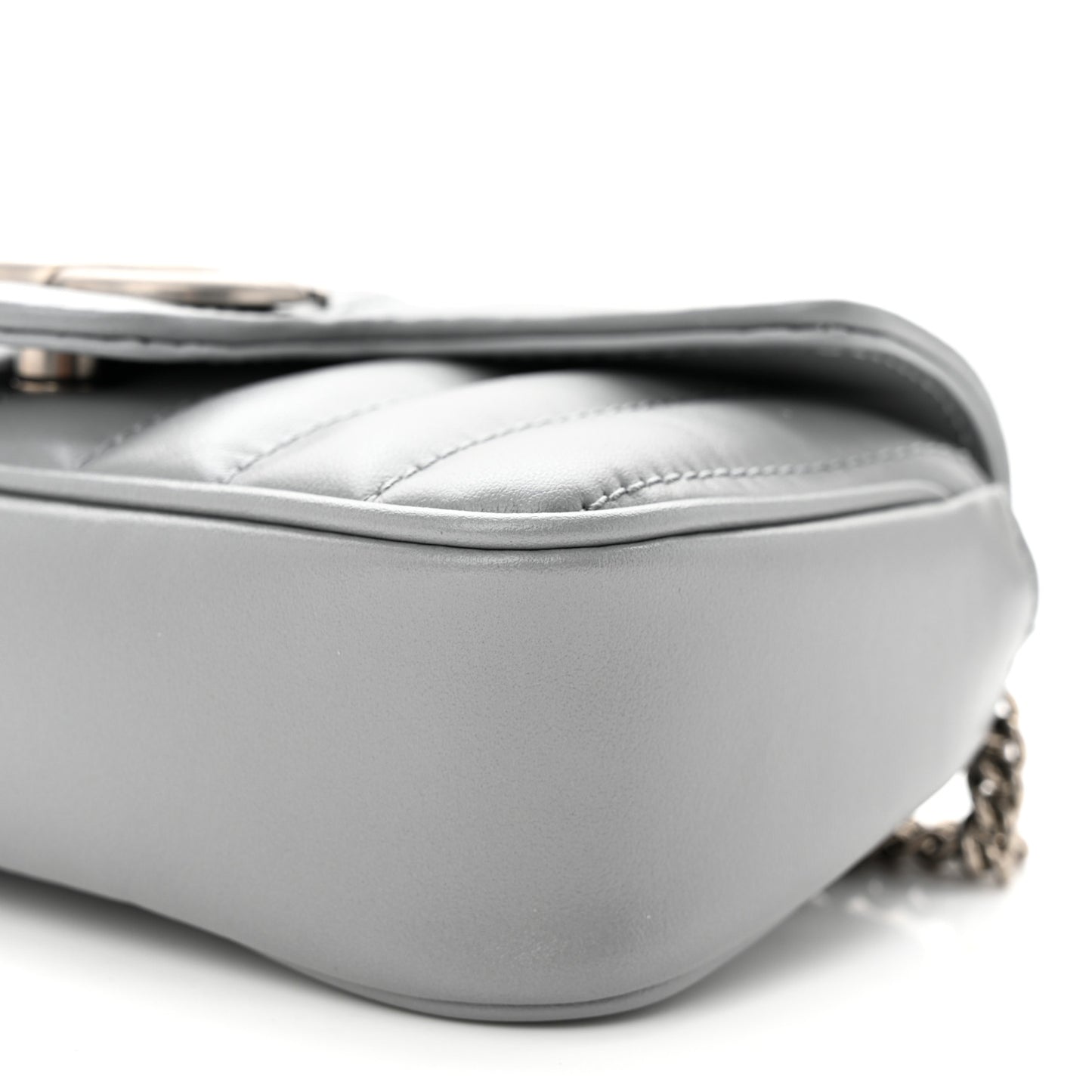 Calfskin Matelasse Aria Super Mini GG Marmont Shoulder Bag Deep Grey